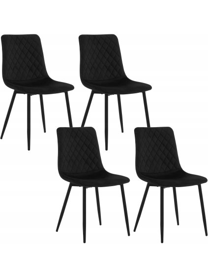 EUGAD ZESTAW 4 X KRZESLO JADALNIA KUCHNIA AKSAMIT METALOWE NOGI
