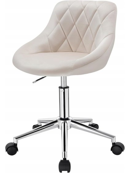 EUGAD OBROTOWE KRZESLO BIUROWE STOLEK KOSMETYCZNY KOLKA 77 X 54 X 54 CREAM