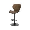 set of 2 modern height adjustable stools with backrest and footrest in dark brown leatherette and black metal woltu (3)