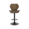 set of 2 modern height adjustable stools with backrest and footrest in dark brown leatherette and black metal woltu (4)