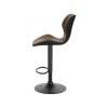 set of 2 modern height adjustable stools with backrest and footrest in dark brown leatherette and black metal woltu (5)
