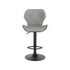 set of 2 modern height adjustable stools with backrest and footrest in grey eco leather and black metal woltu (2)