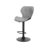 set of 2 modern height adjustable stools with backrest and footrest in grey eco leather and black metal woltu (3)