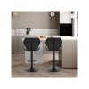 set of 2 modern height adjustable stools with backrest and footrest in grey eco leather and black metal woltu (1)