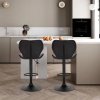 set of 2 modern height adjustable stools with backrest and footrest in anthracite grey faux leather and black metal woltu (1)