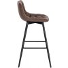 set of two bar stools with brown leatherette upholstered backrest and black metal base woltu (3)