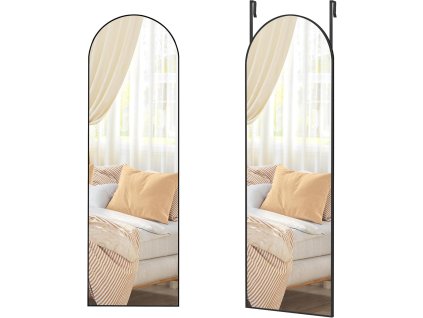 Zrcadlo v plné délce 120x40cm, zaoblené zrcadlo na stěnu nebo dveře, černý rám
