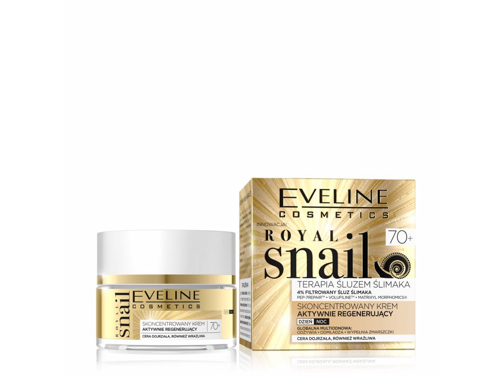 Eveline cosmetics Royal snail 70+, pleťový krém pro zralou pleť, hlemýždí sliz | evelio.cz