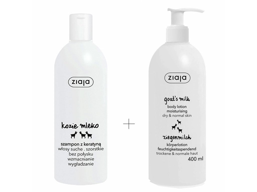 Ziaja kozeí mléko sada, vlasový šampon + tělové mléko | evelio.cz