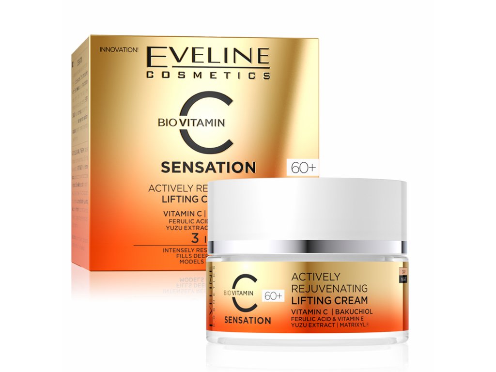 Eveline cosmetics C SENSATION 60+ aktivní omlazující liftingující pleťový krém s vitamínem C 50 ml | evelio.cz