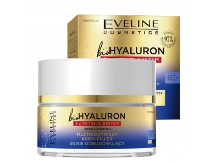 Eveline cosmetics bio HYALURON 3X RETINOL Multi-výživný silně vyživující pleťový krém 60+ den/noc 50 ml