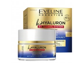 Eveline cosmetics bio HYALURON 3X RETINOL Aktivní omlazující liftingový pleťový krém 50+ den/noc 50 ml | evelio.cz