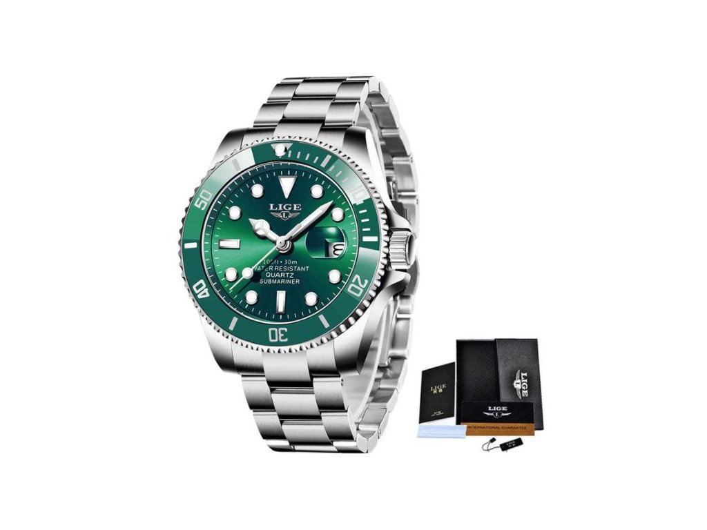 28468 panske hodinky lige chrono silver green