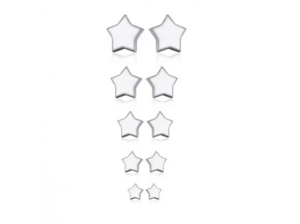 27793 ocelove nausnice star silver set 5 parov