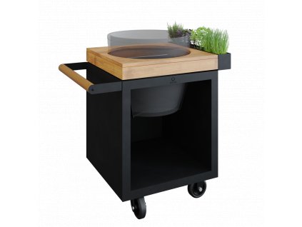 OFYR Kamado Table Black 65 PRO Teak Wood BGE