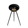 DOME GROUND HIGH Black (Barva trojnožky Bílá, Kartuš Nerez, Nožičky Světlý dub)