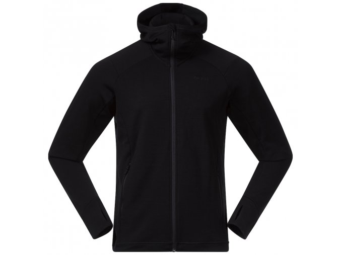 Bergans Ulstein Wool Hood Jacket pánská merino mikina s kapucí Black