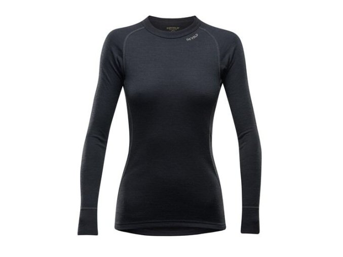 Devold Duo Active Merino Woman Shirt Black merino triko dámské dlouhý rukáv černé velikost XL