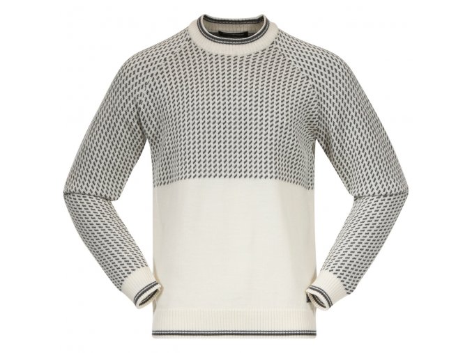 Bergans Alvdal Wool Jumper Man Vanilla White / Solid Dark Grey pánský merino svetr