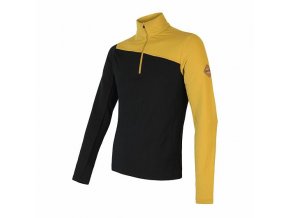 Sensor merino extreme pánské triko dl. rukáv zip mustard/černá