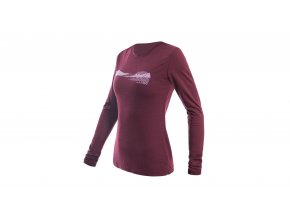 SENSOR MERINO AIR PT HILLS DÁMSKÉ TRIKO DL.RUKÁV PORT RED velikost S