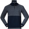 Bergans Alvdal Wool Half Zip pánský merino svetr Navy Blue/Vanilla White