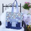 Patchworková kabelka s jezevčíkem - Modrá zahrada