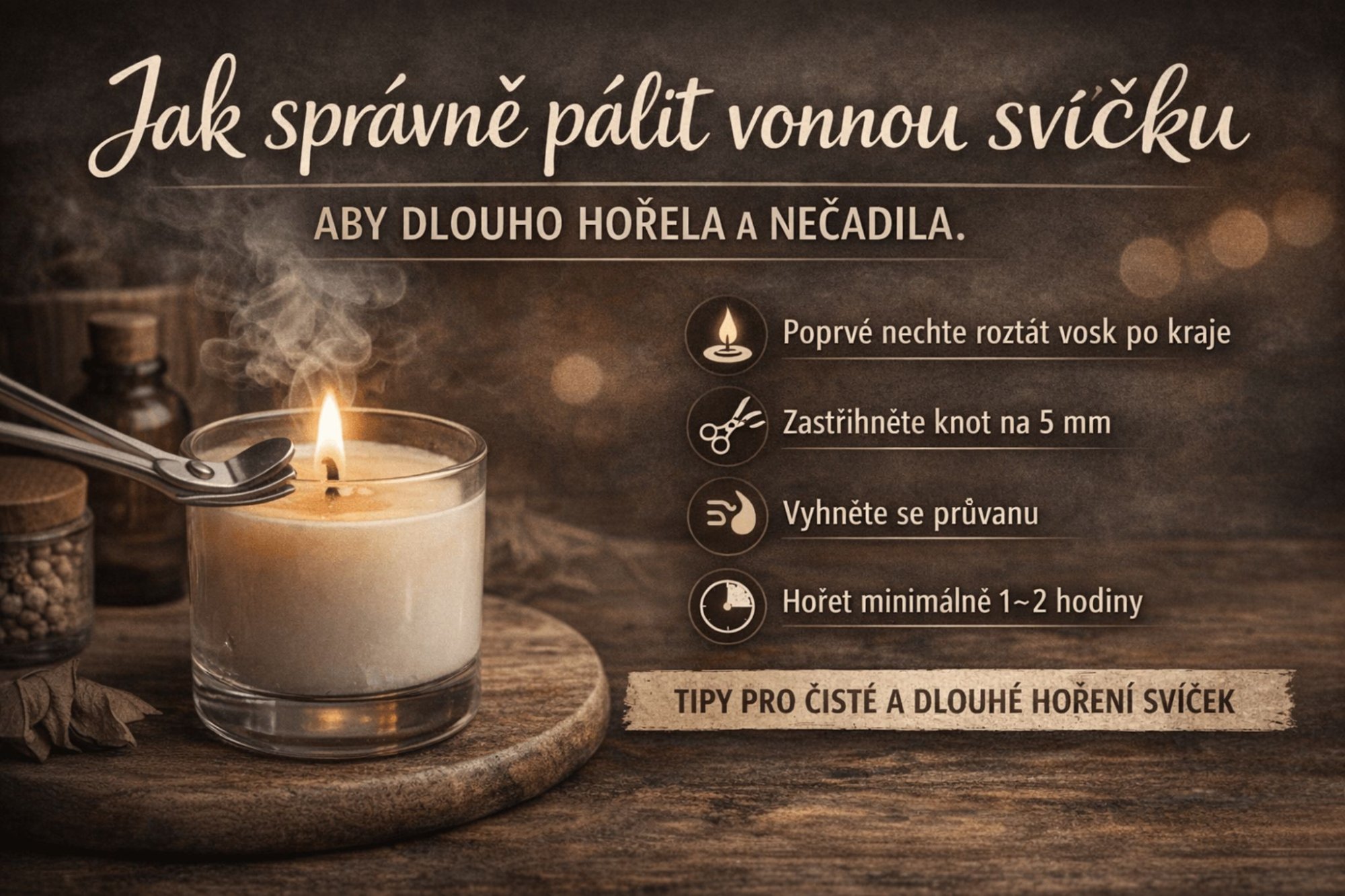 Jak správně pálit vonnou svíčku, aby dlouho hořela a nečadila