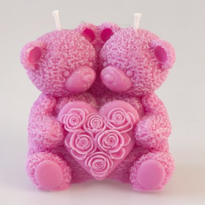 Medvídci se srdíčkem svíčka 80 g – ručně vyráběná