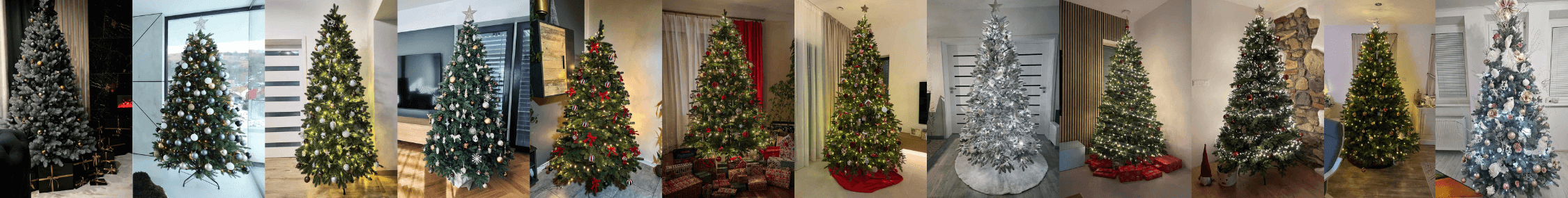 ozdobené umělé stromečky od zákazníků