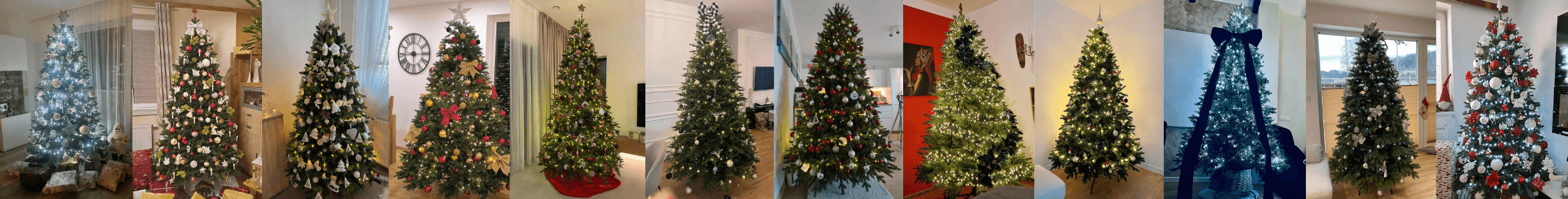 ozdobené umělé stromečky od zákazníků