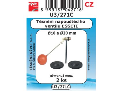SADA U3/271C 18,22mm těs WC nap zař ESSETI pryž 2ks