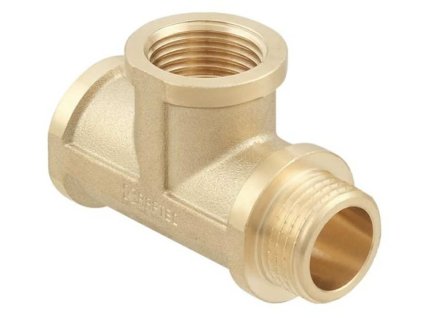 T-kus mosazný silnostěnný 1/2" FFM, GOLD