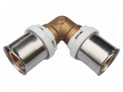 Melscher AL‑PEX lisovací koleno 90° 20 × 20 mm – mosaz CW617N s EPDM těsněním