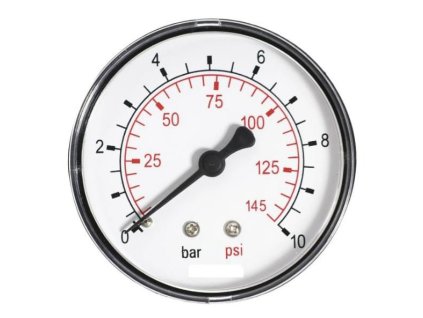 Manometr (M.A-50-10), 0-10 bar, 50 mm, 1/4" Axiální, zadní vývod