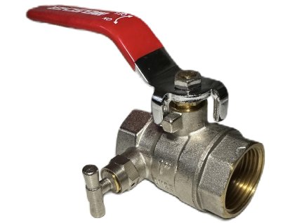 Kohout kulový s vypouštěním 1/2″ – mosaz, PTFE těsnění, 16 bar.