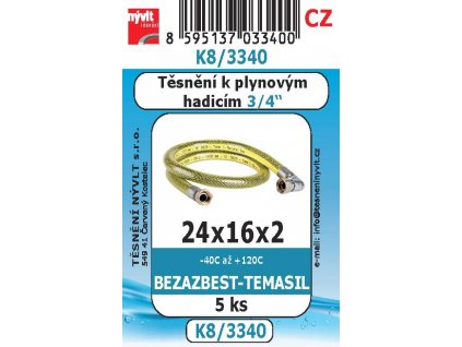 SADA plochého těsnění k připojovacím hadicím plynových sporáků 3/4" bezazbest - K8/3340