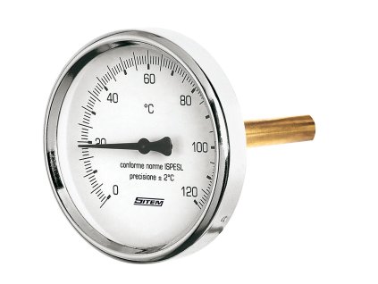 Teploměr 0-120°C s jímkou (l= 45, 1/2"), zadní, d=63 mm