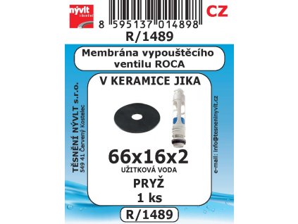 Membrána 66.4 x 16.5 x 2 mm k vypouštěcí ventilu ROCA/JIKA - R/1489