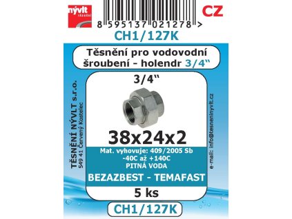 SADA (5 kusů) CH1/127K plochého těsnění holendru 3/4" - bezazbest 24 x 38 x 2 mm