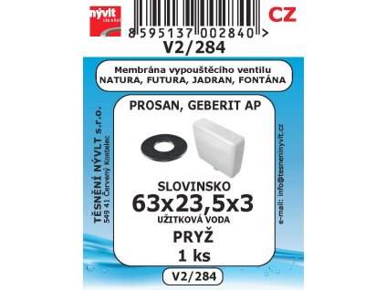 Membrána 63x23,5x3 mm vyp. ventilu Natura Futura Jadran Fontána dříve PROSAN (Slovinsko) nyní GEBERIT AP - V2/284