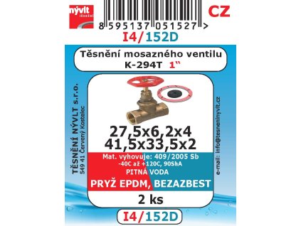 SADA těsnění na šroubení mosaz. ventilů KE294T 1" - I4/152D