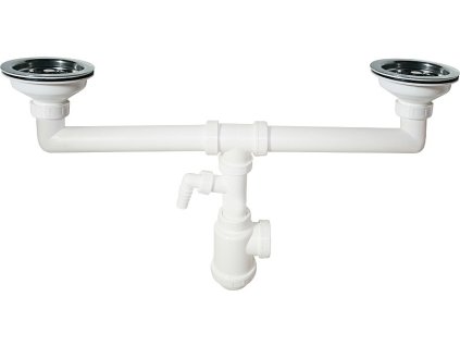 Dvoudřezový sifon s výpustí s přípojkou A453P s nerezovými mřížkami 115 x 50/40 mm
