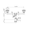 Dvoudřezový sifon s výpustí s přípojkou A453P s nerezovými mřížkami 115 x 50/40 mm