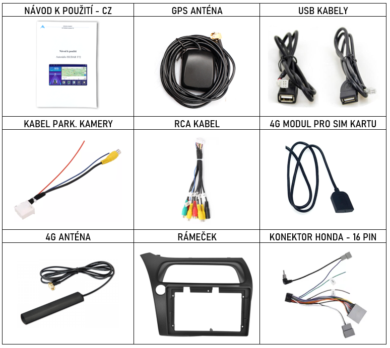 CZ Příslušenství pro autorádio Isudar T68 n pro Honda Civic 8G s CarPlay AndroidAuto - evtech.cz