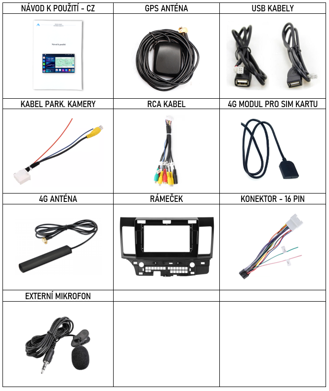 CZ Příslušenství pro autorádio Everest pro Mitsubishi Lancer s CarPlay AndroidAuto - evtech.cz