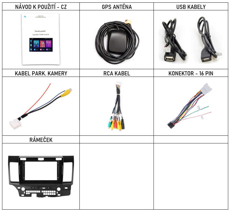 CZ Příslušenství pro autorádio Podofo pro Mitsubishi Lancer s CarPlay AndroidAuto - evtech.cz