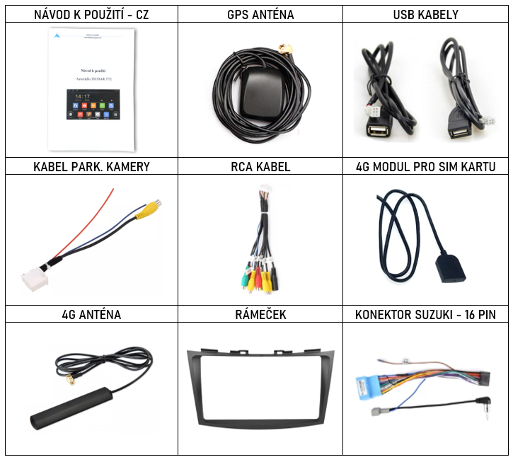 CZ PŘÍSLUŠENSTVÍ pro autorádio Isudar T72  pro Suzuki Swift s carplay a androidauto - evtech.cz