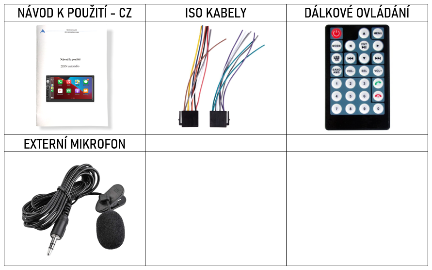 Příslušenství pro 2DIN autorádio 7515B s CarPlay a AndroidAuto a Bluetooth - evtech.cz