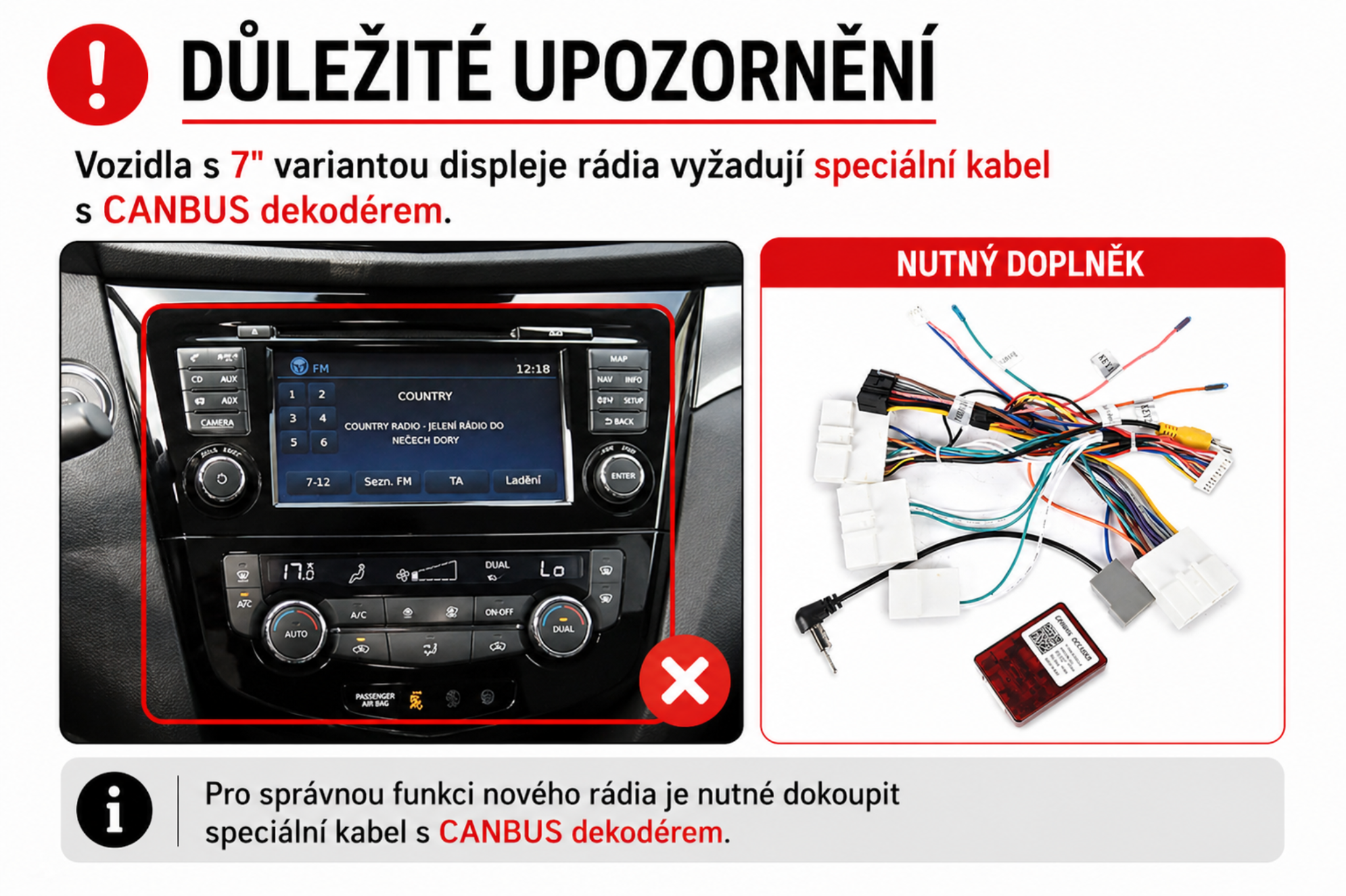 CZ_KOMP pro 2DIN chytré autorádio Nissan Qashqai 2 2014-2018 evtech.cz